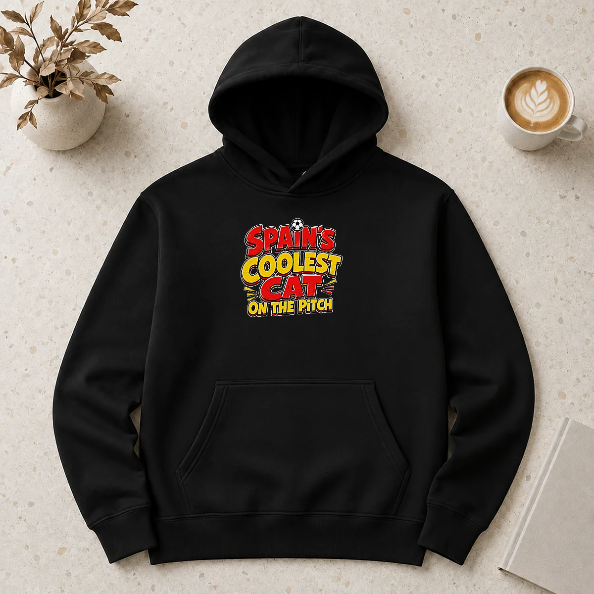 Hot Pretty Spain Soccer Cat Meme Funny Cartoon Hoodie