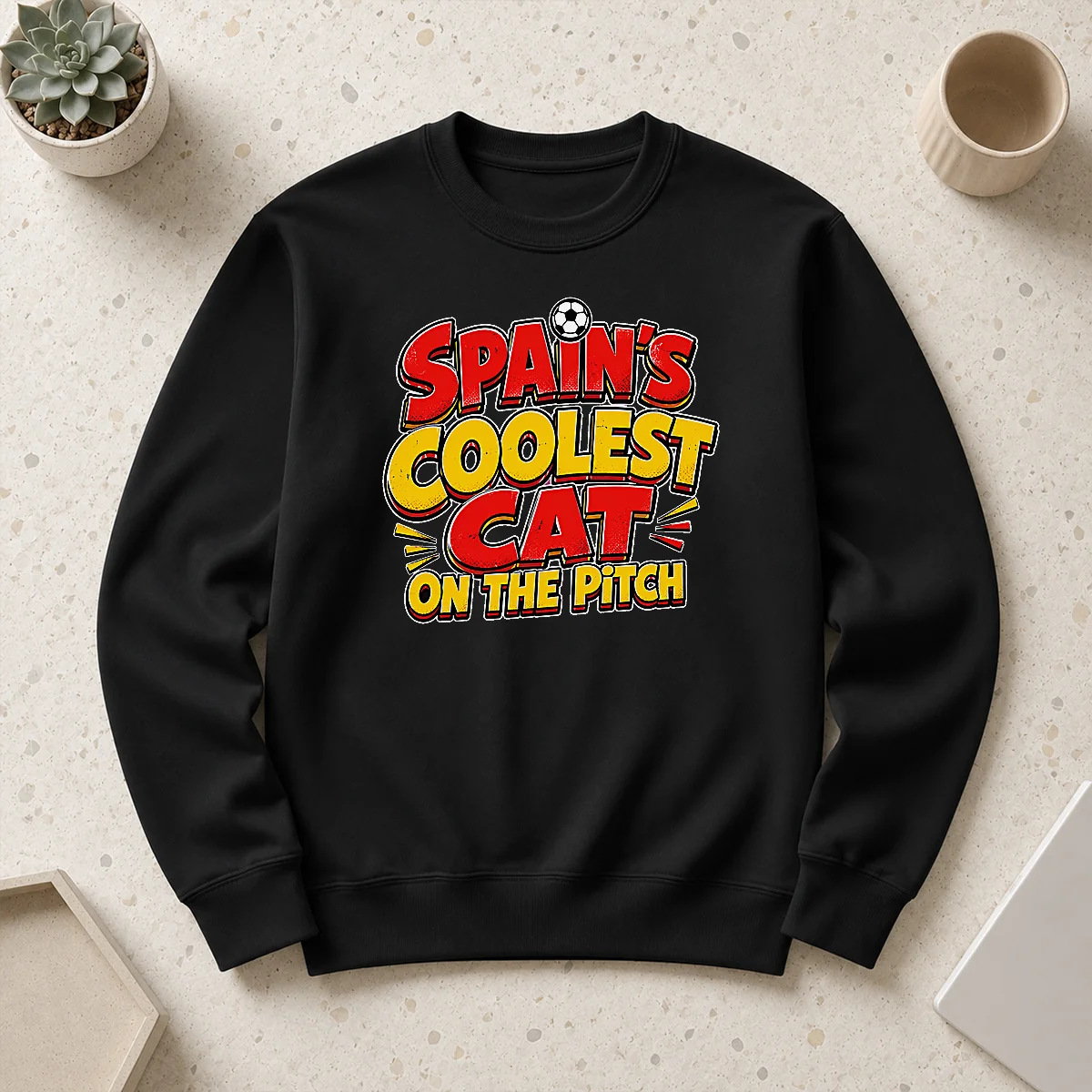 Hot Pretty Spain Soccer Cat Meme Funny Cartoon Sweater