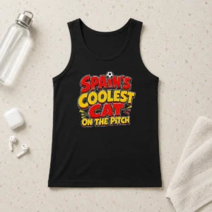 Hot Pretty Spain Soccer Cat Meme Funny Cartoon Tank Top