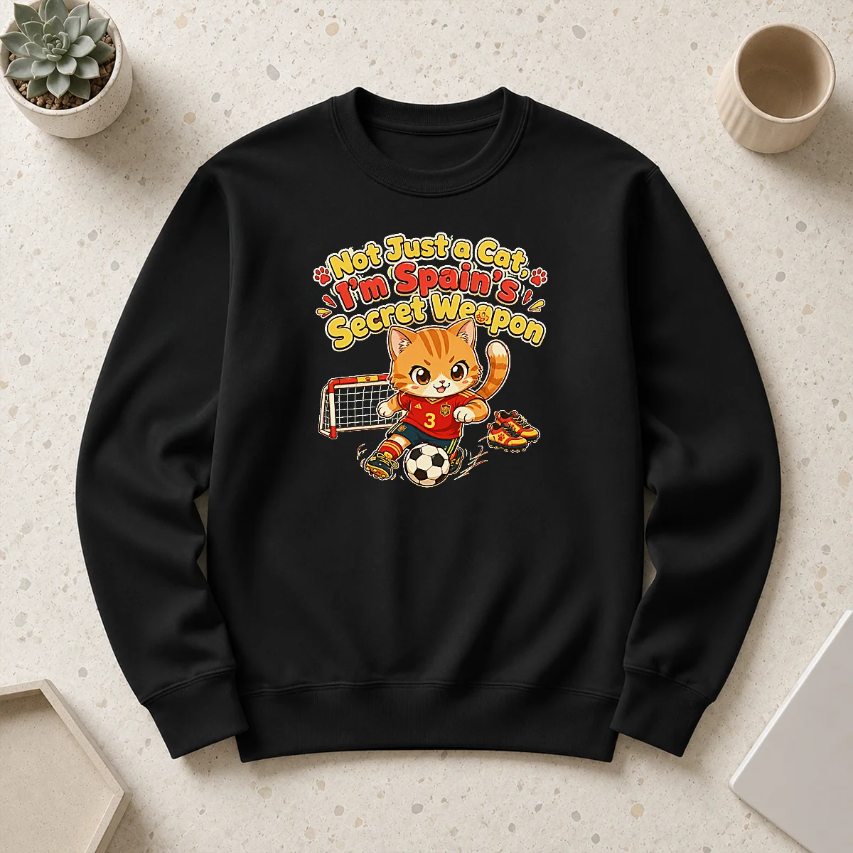 Hot Pretty Spain Soccer Cat Meme Funny Soccer Kawaii Sweater