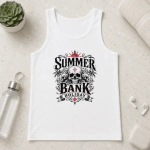 Hot Pretty Top Gothic Skull Palm Summer Bank Holiday Ornate Tank Top