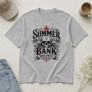 Hot Pretty Top Gothic Skull Palm Summer Bank Holiday Ornate Washed T-Shirt