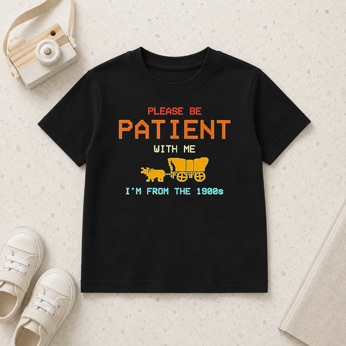 Hot Top Please Be Patient With Me I'M From The 1900s Retro Oregon Trail Kids T-Shirt