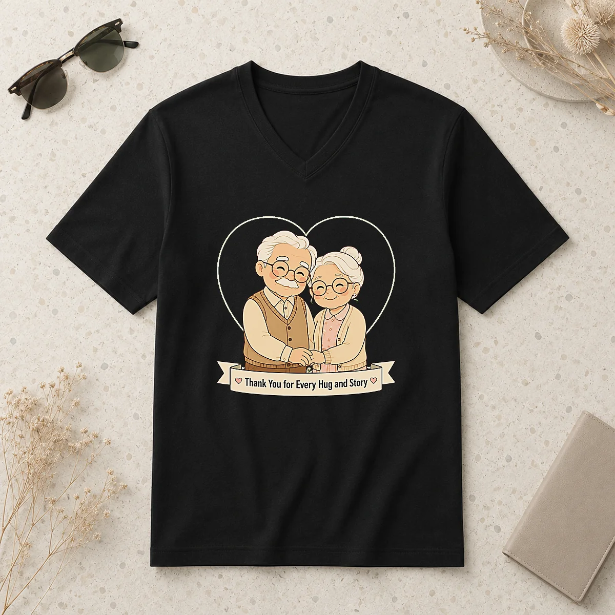 Nice Good Grandparents Day Thank You V-Neck Shirt Nice Good Grandparents Day Thank You V-Neck Shirt