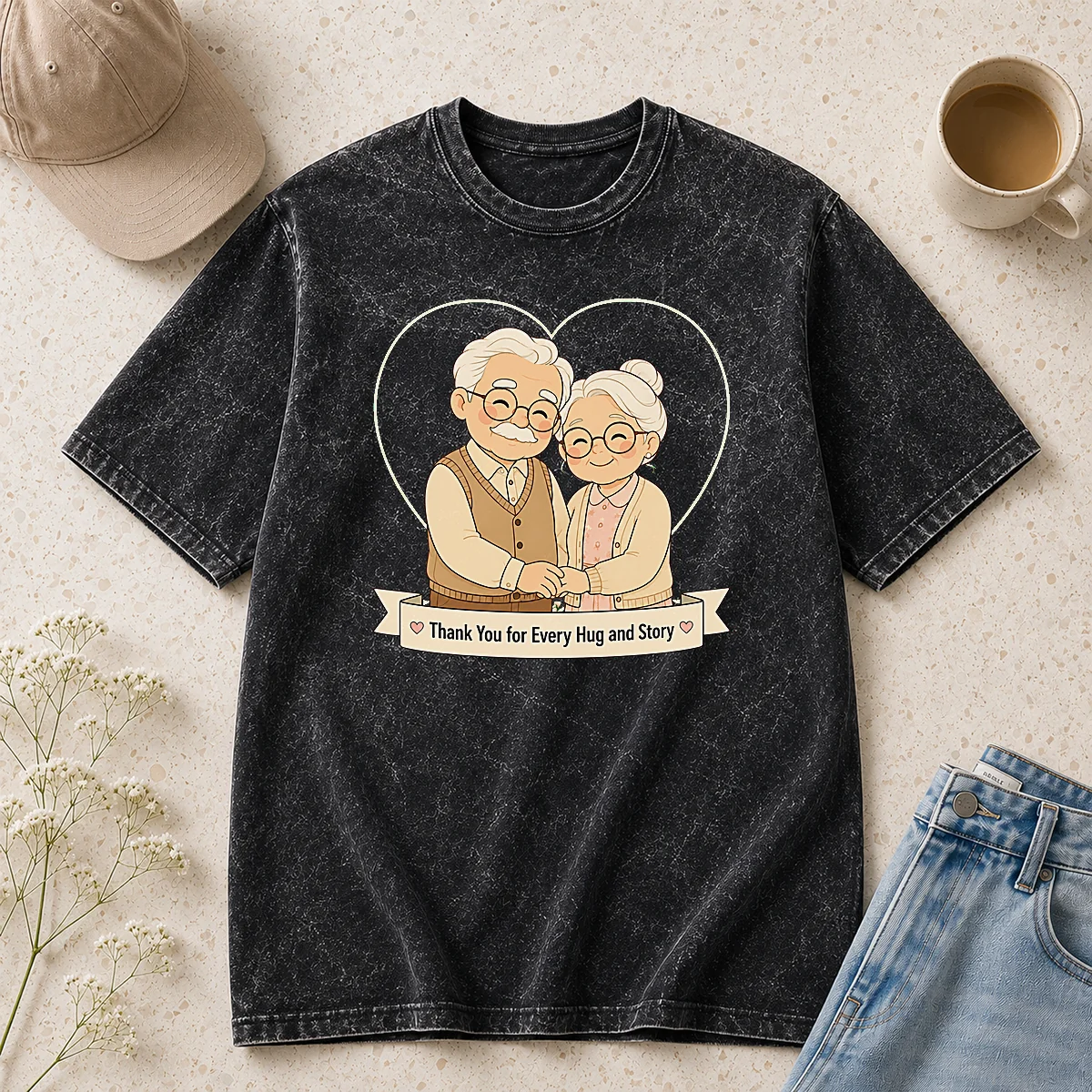 Nice Good Grandparents Day Thank You Gift Minimalist Washed T-Shirt