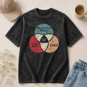 Nice Official Dystopia Venn You Are Here Geek Washed T-Shirt