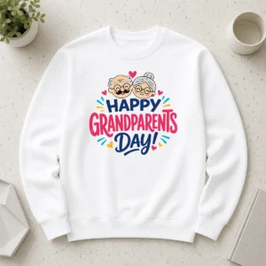 Nice Original Happy Grandparents Day Cute Couple Hearts Typography Sweater