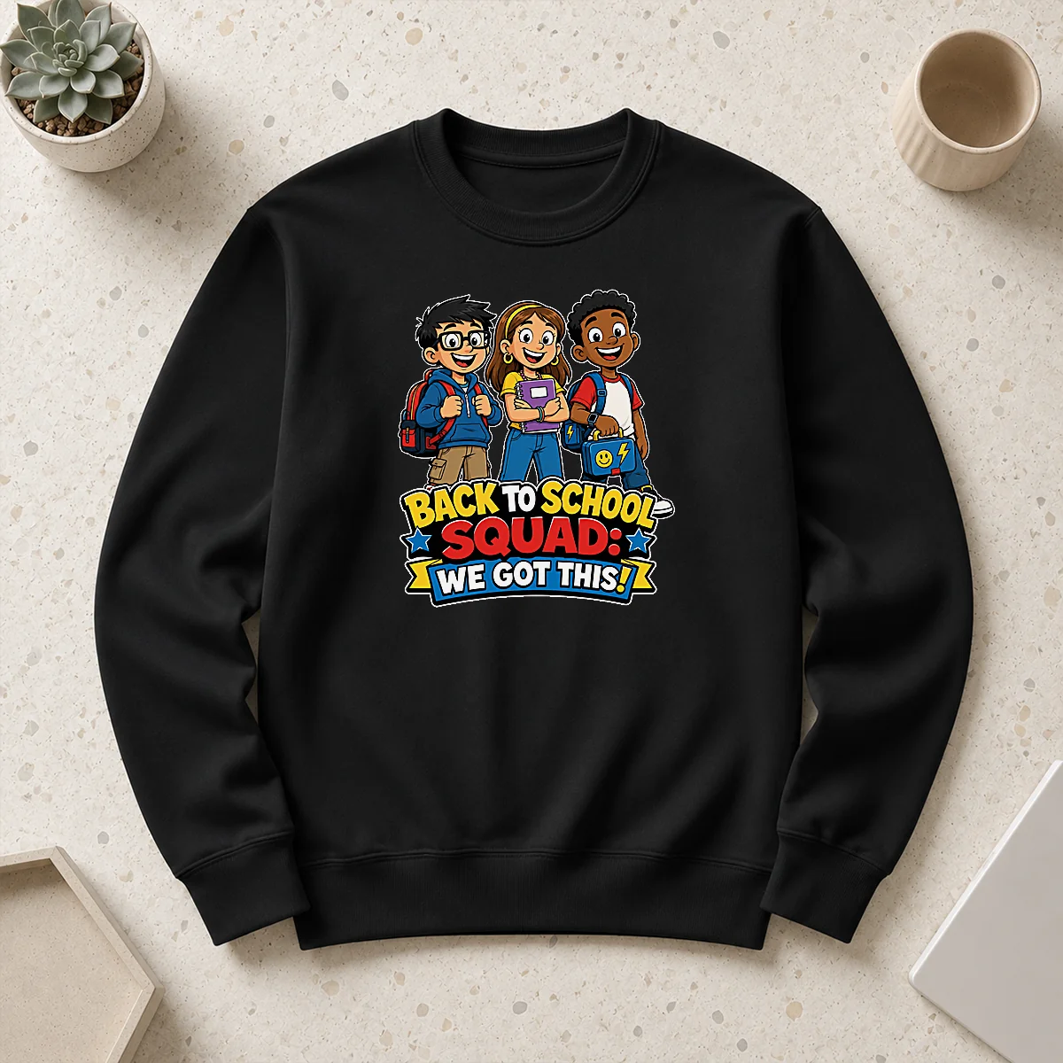 Nice Pretty Back To School Cartoon Squad For Kids Sweater