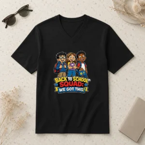 Nice Pretty Back To School Cartoon Squad For Kids V-Neck Shirt