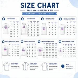 Size chart for Nice Top Grandparents Day Grunge Paint Splatter Heart with measurements in inches and cm to help choose the right fit