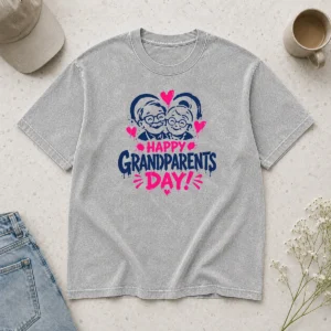 Nice Top Grandparents Day Grunge Paint Splatter Heart Washed T-Shirt