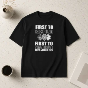 Premium Hot First To Respond And Sacrifice Boots And Badges 2026 Fire Police EMS
