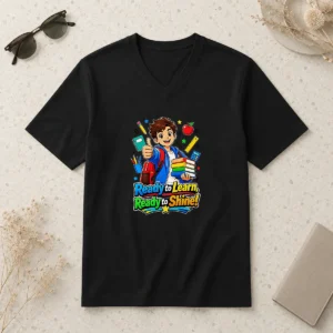 Top Good Back To School Motivational Shine Graphic V-Neck Shirt